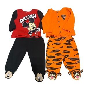 Disney Baby Mickey & Tigger Footed‎ Pajamas Sets - Awesome & Tiger - 0/3M Warm